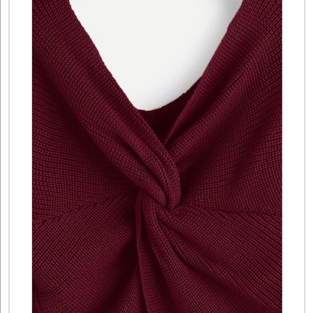LAST 1‼️TWIST front back BURGUNDY SWEATER- Sweater - Picture 3 of 5
